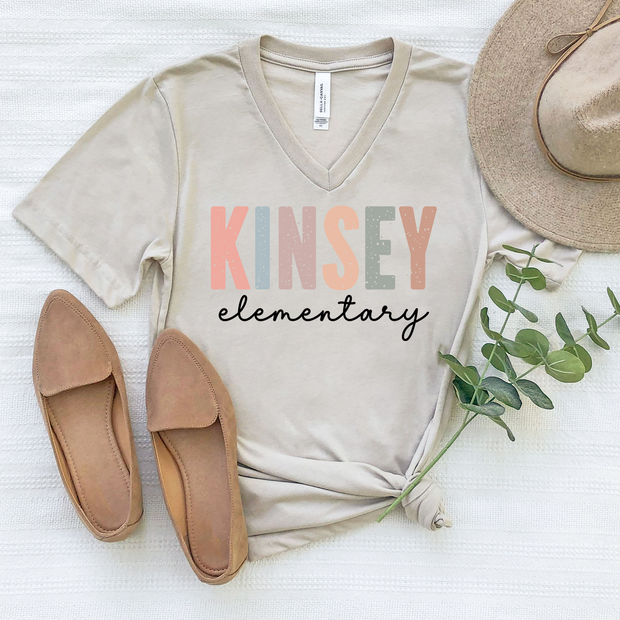 Kinsey Elementary Heather Dust V-neck Tee