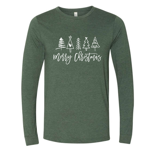 Merry Christmas Trees Long Sleeve