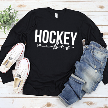 HOCKEY VIBES BLACK LONG SLEEVE- (MiteFest Apparel)